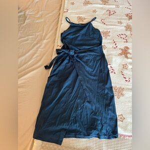 Elegant Blue Wrap Dress